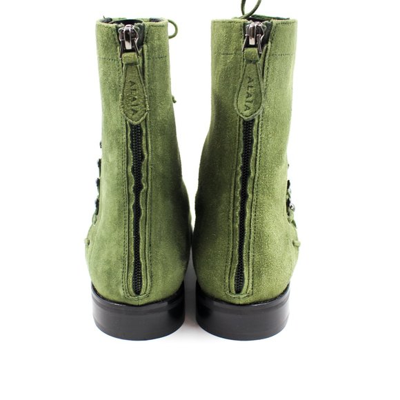 Alaïa Size 38/8 Green Suede Lace-Up Ankle Boots - Picture 3 of 9